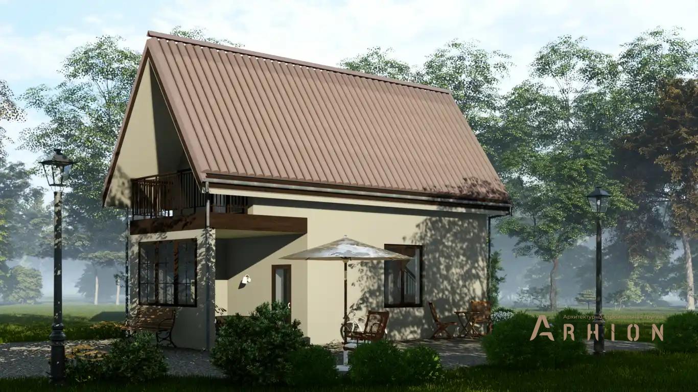 3. Проект одноэтажного дома в современном стиле с плоской кровлей , h-1620, площадью - 61 кв c мансардой, сауной, терассой, балконом